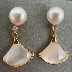 925 Silver Stud AAAA Natural Freshwater Cultured White Pearl Earrings